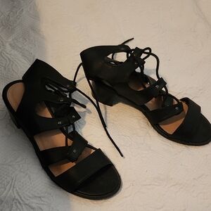 Diba Black Lace-Up Women's Sandals